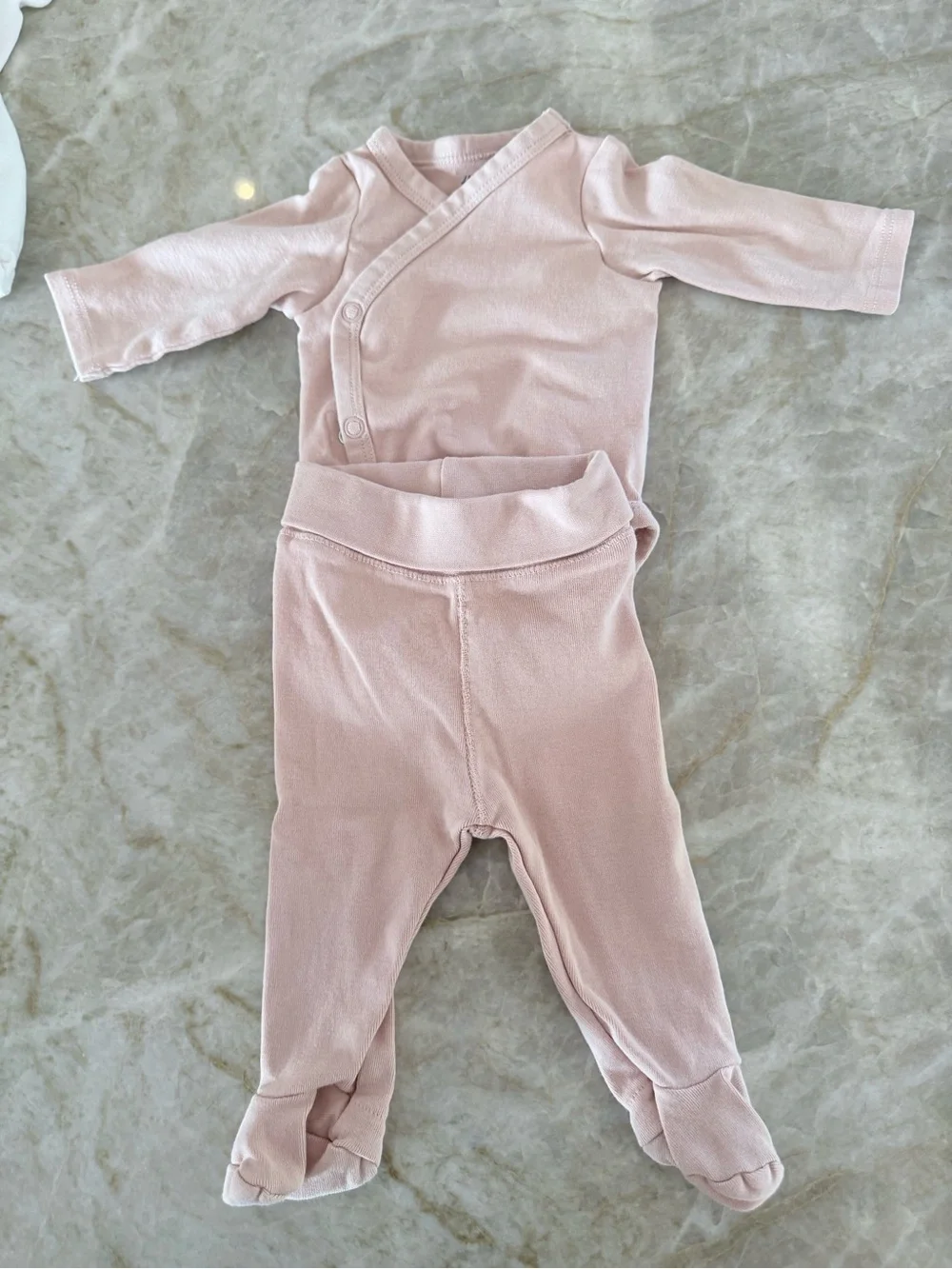 3-Pack Long-Sleeves Bodysuits and Leggings - Dusty Pink/White/Dotted